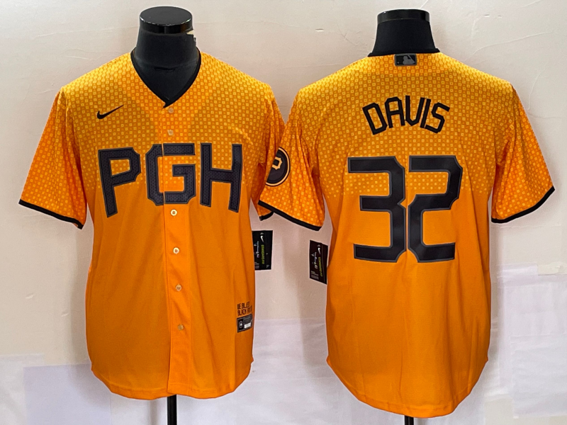 Men's Pittsburgh Pirates Henry Davis #32 Gold 2023 City Connect Jersey